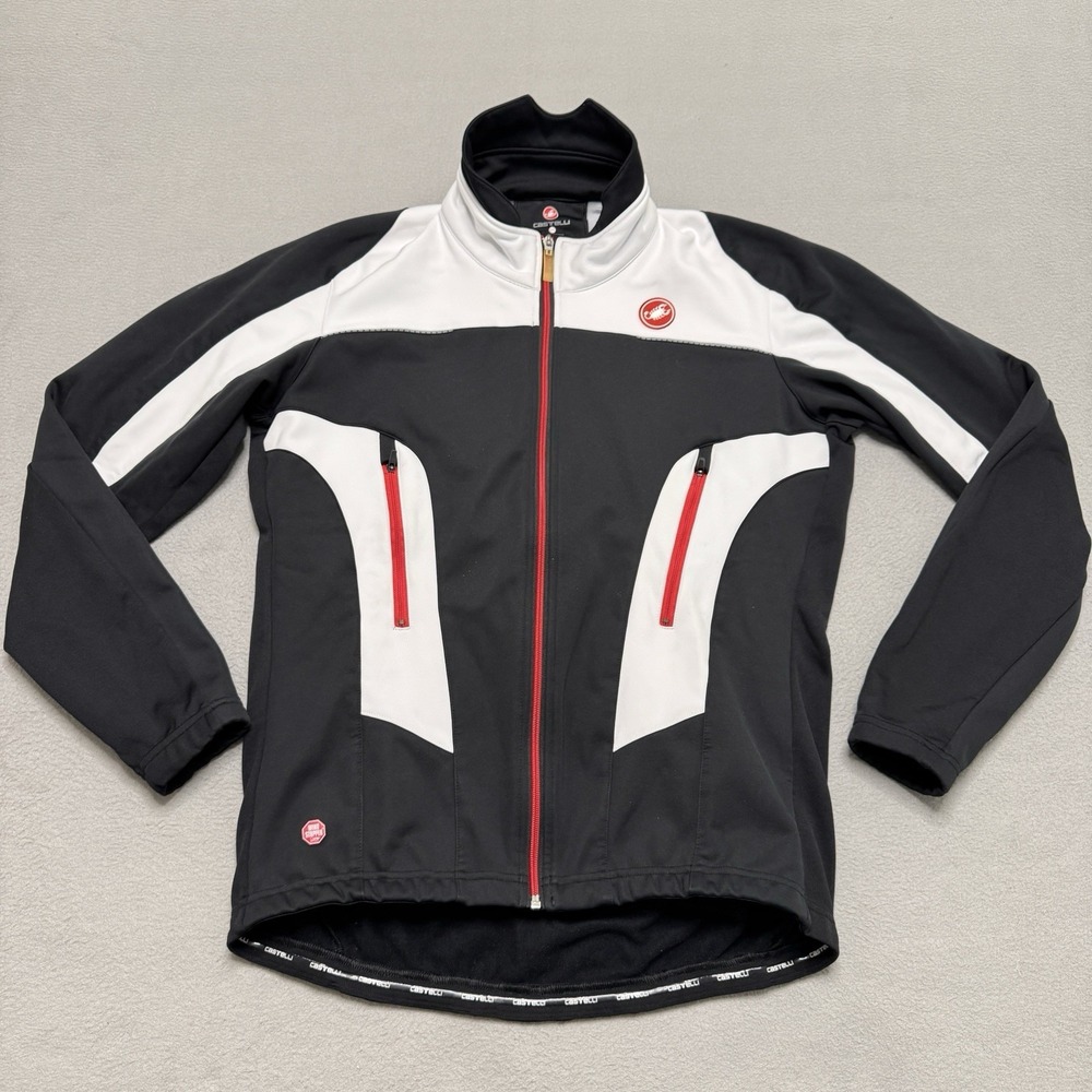 Castelli Jacket Mens XXL Black Gore Wind Stopper Full Zip Cycling Bike